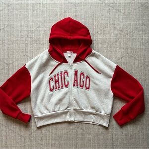 Orange Kiss Chicago Bulls Color Block Women’s Red/White Pullover Hoodie LARGE